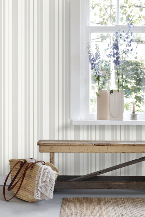 Sanders & Sanders behang strepen grijs en groen - 53 cm x 10.05 m - 640696