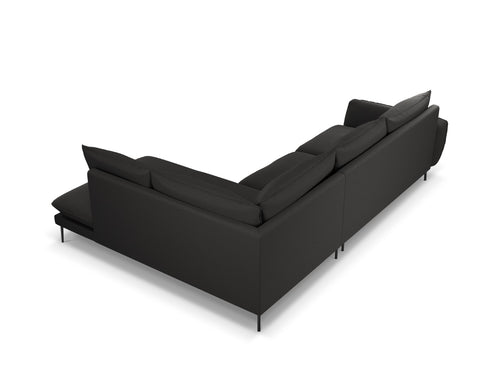 Cosmopolitan Design rechter hoekbank Vienna 6-zits, boucle, zwart - 185x275x95cm