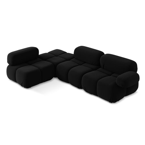 LaMiaSofa hoekbank links Sanremo - velours - zwart - 285x190x70
