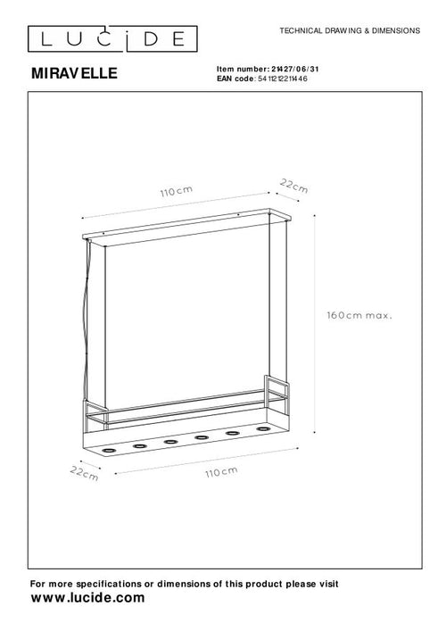 Lucide hanglamp MIRAVELLE - 6xGU10 - Wit - vtwonen shop