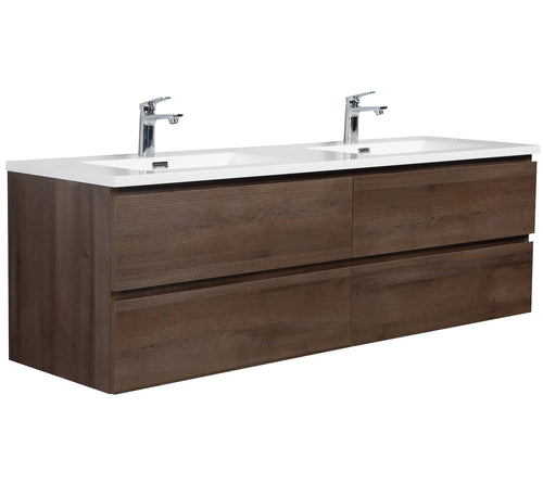 Badplaats Badkamermeubel Set Angela 160 cm – Bruin Eiken – Badmeubel met Wastafel