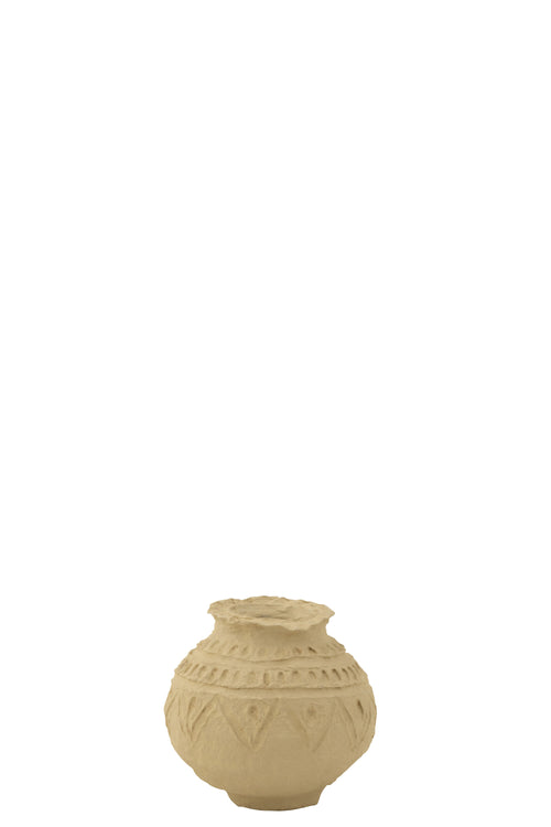 J-Line bloempot Sphere - papier mache - naturel - Ø 15 cm