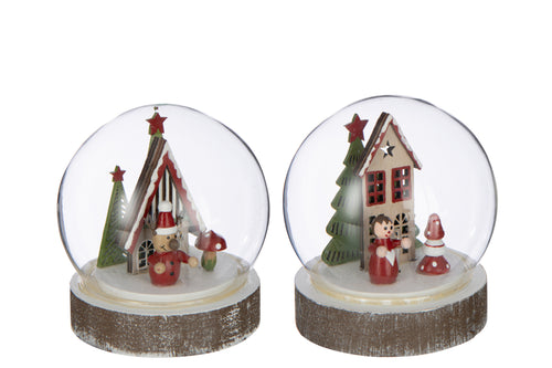 J-Line waterbal Huis - multiplex - wit/rood - 2 stuks - LED lichtjes - vtwonen shop