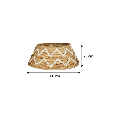 Mica Decorations Kerstboomrok - H25 x Ø50 cm - Bananenblad - Bruin, Wit