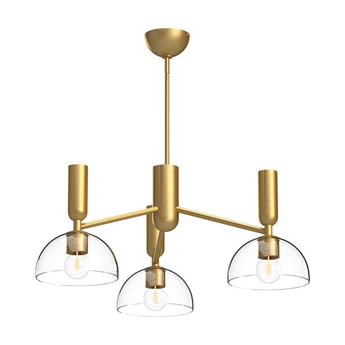 Mehrarmige Pendelleuchte, modernes gebürstetes Gold, 3 x E27