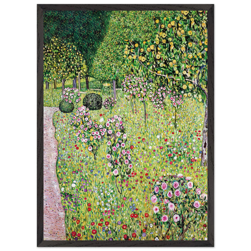 Artfulprints Poster met Lijst Gustav Klimt - Orchard with roses   - 50x70 cm - Groen