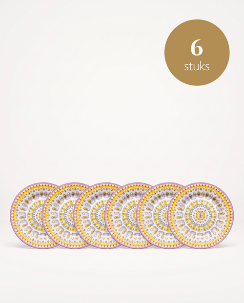 Pip Studio - Borden - Lily & Lotus - Moon Delight - Geel - 17 cm - Set van 6