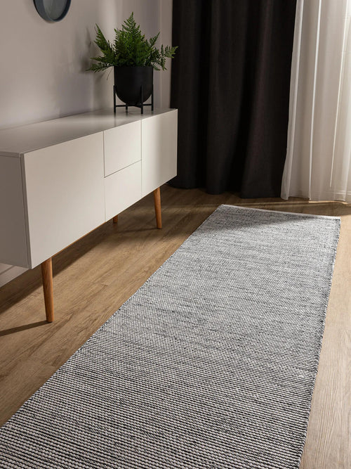 benuta katoenen loper Ron - beige/zwart - 80x250 cm