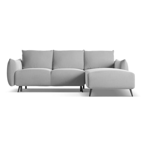 LaMiaSofa hoekbank rechts Genova - velours - grijs - 242x162x86