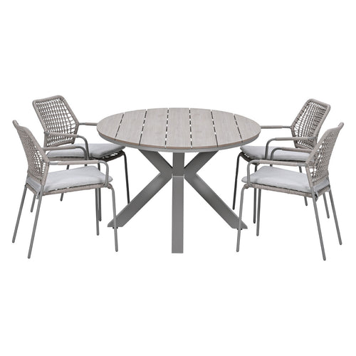 Garden Impressions Tuinset Natas 5-delig taupe - Tulli tuintafel 180x115 cm