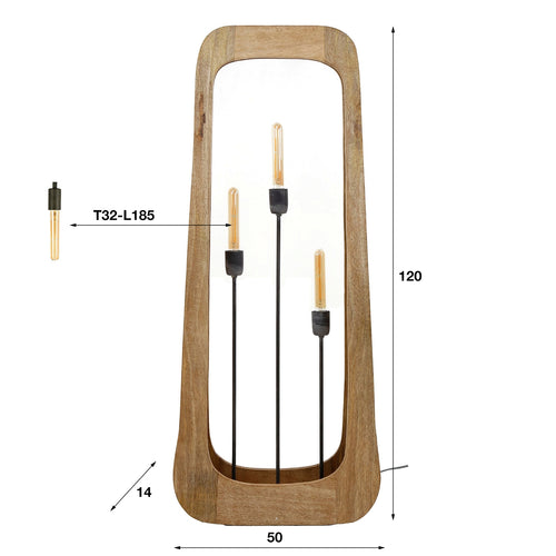 Giga Meubel Vloerlamp Bray - Mangohout Naturel - 3-Lichts - 50x14x120cm - vtwonen shop