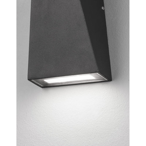 Merano Birmingham Outdoor Up Down Wandlamp Sandy Zwart Aluminium, Glas LED 6W 397Lm 3000K IP54