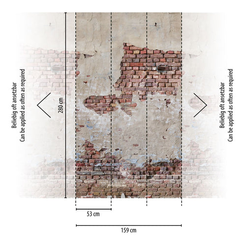 Livingwalls fotobehang steen beige, rood, bruin en crème - 159 x 280 cm - AS-392561