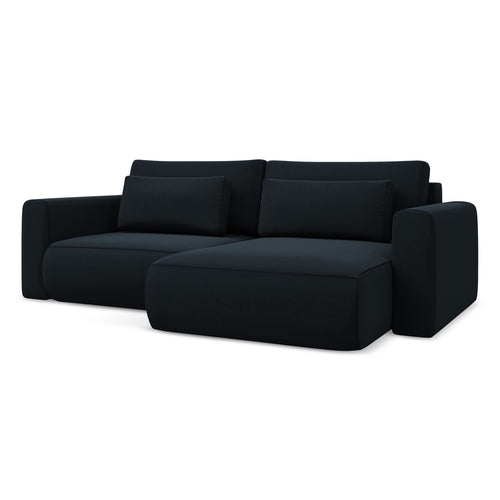 LaMiaSofa hoekbank rechts Perugia - velours - koningsblauw - 240x149x82