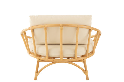 J-Line stoel + kussen - jute/textiel - naturel/wit