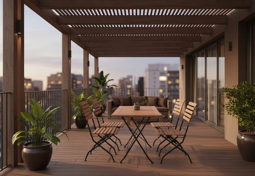 MaximaVida inklapbare acacia tuinset Toscana 120 cm zwart - stoelen zonder armleuning