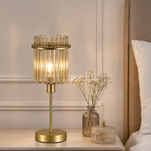 Searchlight tafellamp Swizzle - 1 lichts - 15  x 37.5   cm - goud