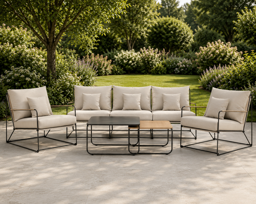 Nest outdoor Paolo 4 delige tuin loungeset beige/zwart