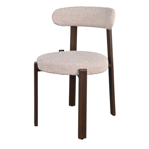 DÉJA Living Eetkamerstoel Lagan - Beige/Walnoot Stof - Set van 2 - vtwonen shop