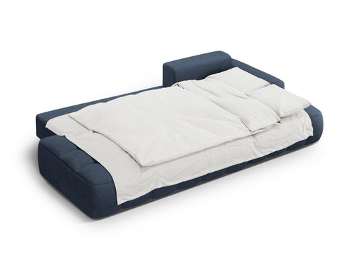 Cosmopolitan Design Converteerbare hoekbank rechts met opbergdoos Linz 3-zits, structurele stof donkerblauw - 142x275x84cm