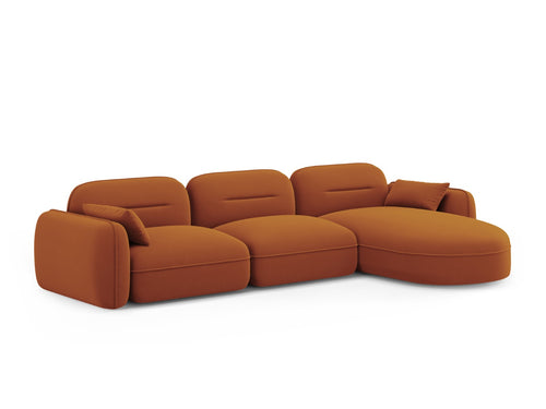Cosmopolitan Design Modulaire hoekbank rechts Sydney 4-zits, flueel, terracotta - 165x320x70cm