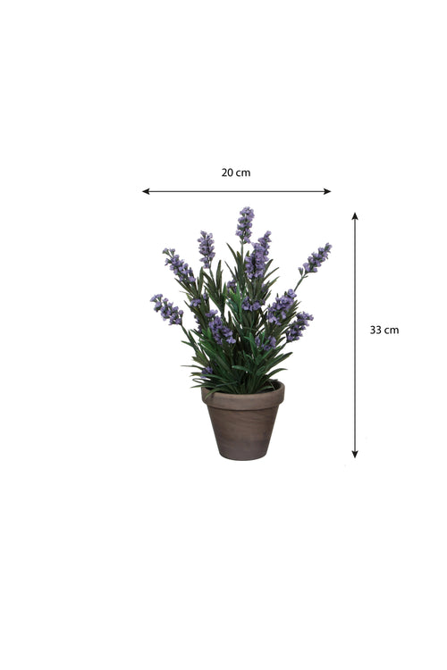 Mica Decorations Lavendel Kunstplant in Bloempot Stan - H33 x Ø20 cm - Blauw