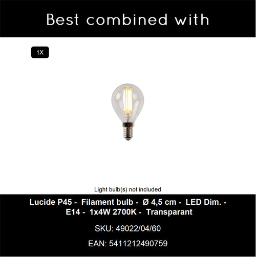 Lucide wandlamp TASMAN - 1xE14 - Naturel