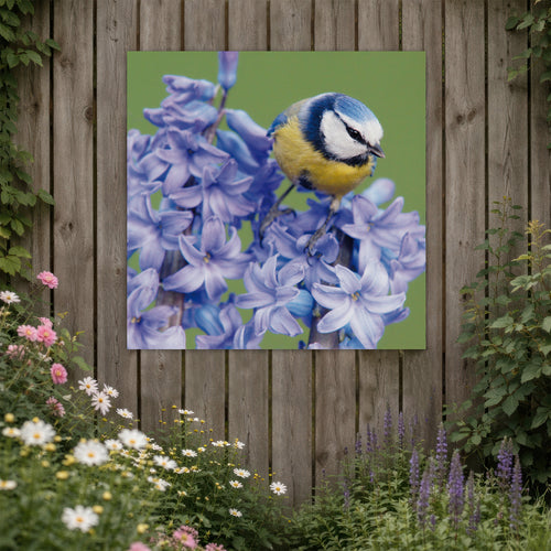 Art for the Home Buitencanvas - Vogel op een bloem - 50x50cm