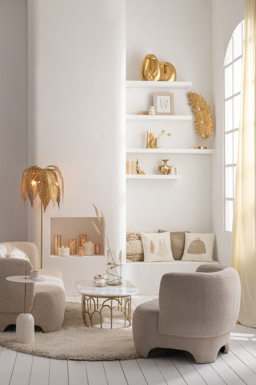 J-Line bijzettafel Schijf - metaal - wit/goud - vtwonen shop