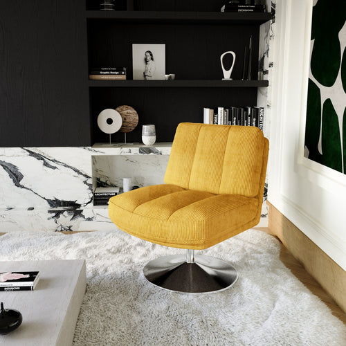 Sia Home - Fauteuil TIMELESS - Corduroy - Geel - 60.12cm