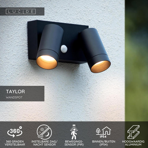Lucide wandspot TAYLOR - 2xGU10 - Zwart