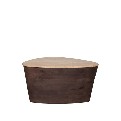 LABEL51 Salontafel Ravi - Travertin/Hout - 70x50x37cm - vtwonen shop