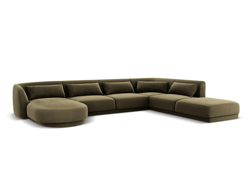 Cosmopolitan Design Panoramische hoekbank rechts Tulum 6-zits, flueel, groente - 255x330x70cm