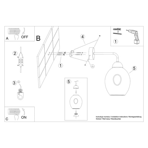 Sollux Lighting Wandlamp FILLAN 1 zwart - 25x15x29cm