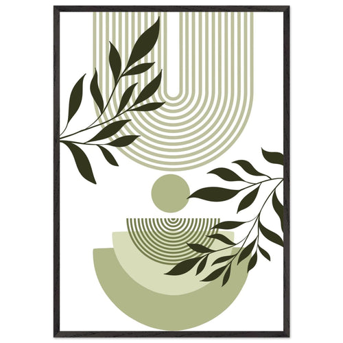 Artfulprints Poster met Lijst Boho – Green curve   - 70x100 cm - Groen
