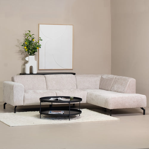 Giga Meubel Hoekbank Milan 3,5-zits Rechts - Stof/Metaal - Taupe