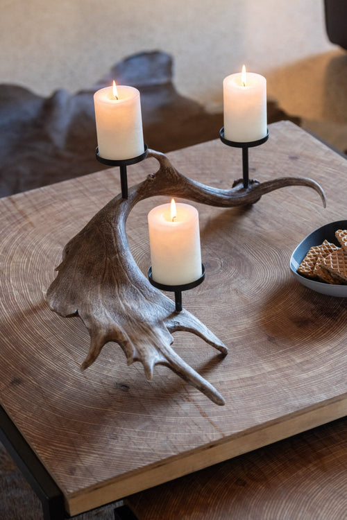 J-Line kaarshouder Antlers - polyresin - bruin - large