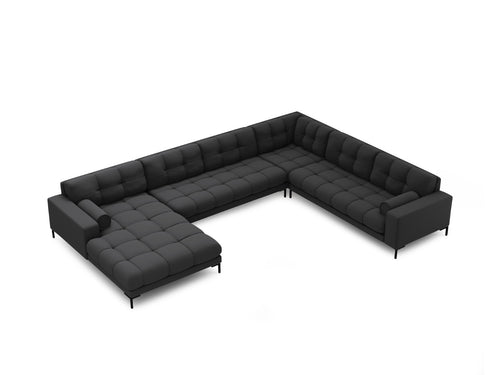 Cosmopolitan Design Panoramische hoekbank rechts Bali 7-zits, structurele stof, donkergrijs - 256x327x75cm