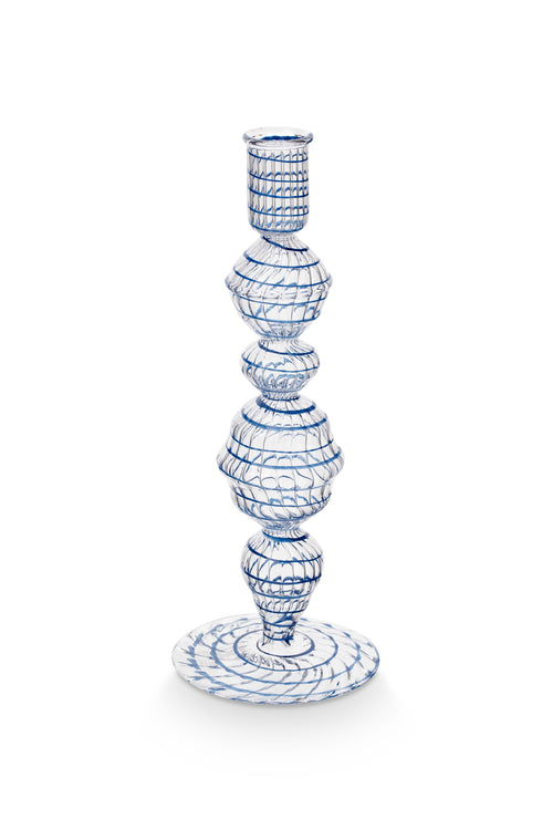 Pip Studio Kandelaar Swirl - Glas - Donkerblauw - 22cm - vtwonen shop