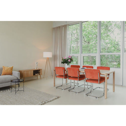 Zuiver Ridge Rib Eetkamerstoelen Oranje - Set van 2