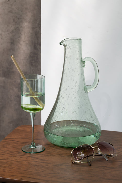 J-Line karaf - glas - transparant & groen - woonaccessoires - vtwonen shop