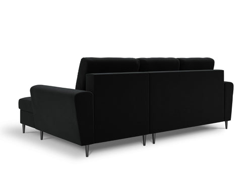 Cosmopolitan Design Converteerbare hoekbank rechts met opbergdoos Kyoto 4-zits, flueel, zwart - 145x241x88cm