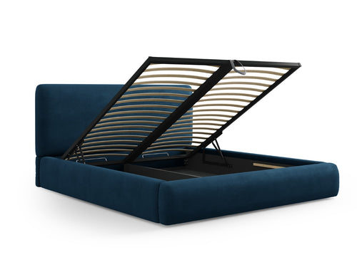 Cosmopolitan Design Opbergbed met hoofdeinde Colonel 160x200cm, chenille, koningsblauw - 220x180x100cm