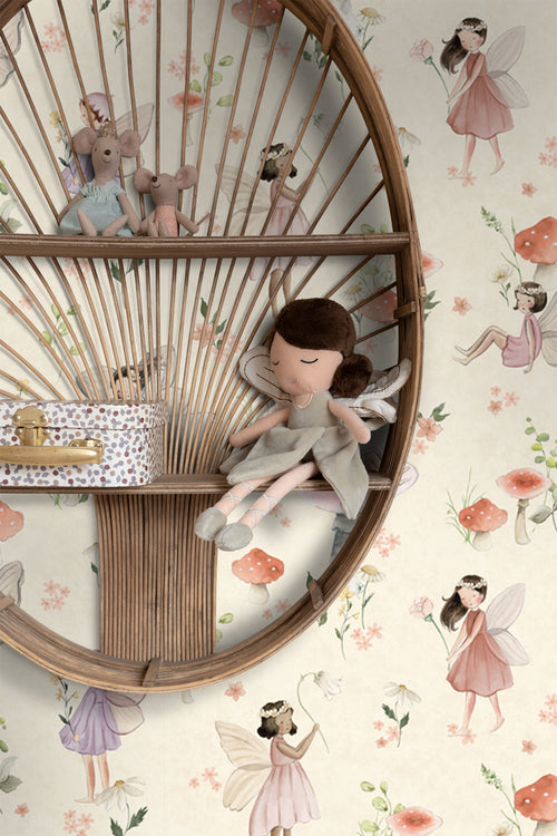 ESTAhome behang elfjes roze en beige - 50 x 900 cm - 131342 - vtwonen shop