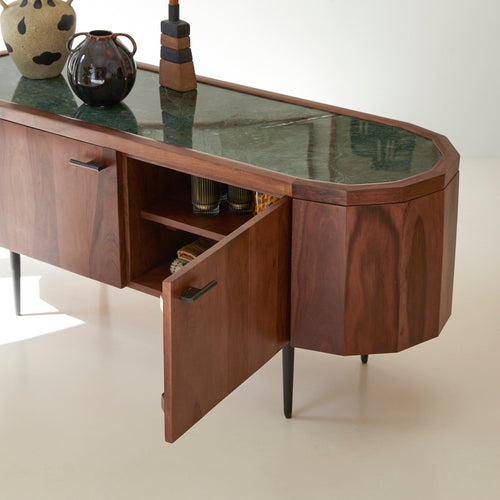 Tikamoon Massief palissander en marmeren tv-meubel 130 cm - Bruin