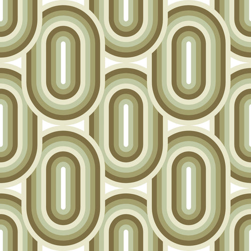 ESTAhome behang retro ornamenten olijfgroen - 53 cm x 10.05 m - 130984