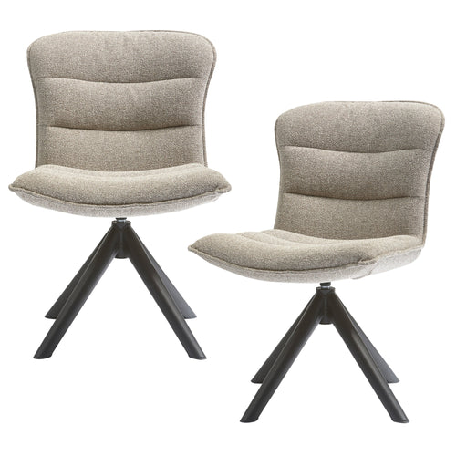 WOOOD draaibare eetkamerstoelen Nika - Polyester - Taupe - Set van 2 - vtwonen shop