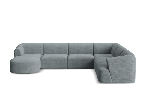Cosmopolitan Design Modulaire panoramische hoekbank rechts Campi 7-zits, ribfluwelen donkergrijs - 255x330x70cm