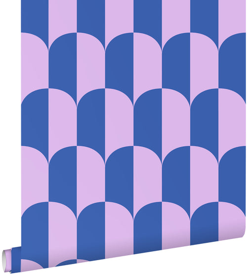 ESTAhome behang art deco bogen lila paars en koningsblauw - 53 cm x 10.05 m - 139983 - vtwonen shop