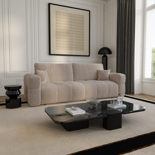 Premium Interiors - Slaapbank met opbergruimte VIBE - zacht aanvoelende geweven stof beige 247cm